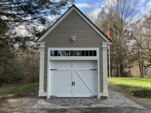 small shed with garage door