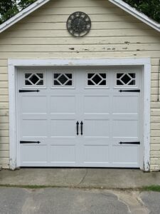 small shed with garage door