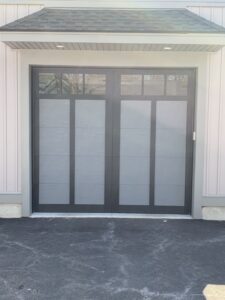metal flush garage door in grey