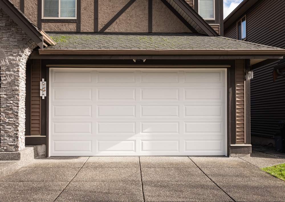 Garage door that has been recently repaired